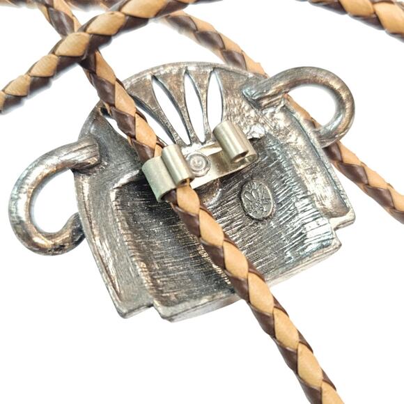 Vintage Suncrest Bolo Tie, Kachina Design, 34" Leather - Picture 3 of 3